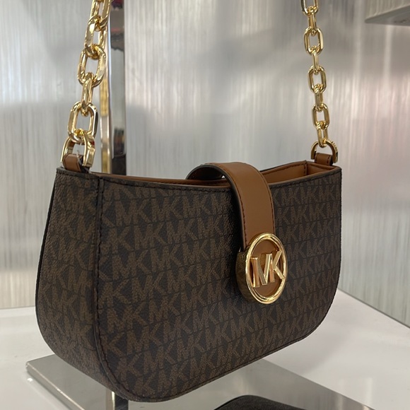 Michael Kors Carmen Small Logo Shoulder Pouchette Bag in Brown
NWT - Picture 3 of 16